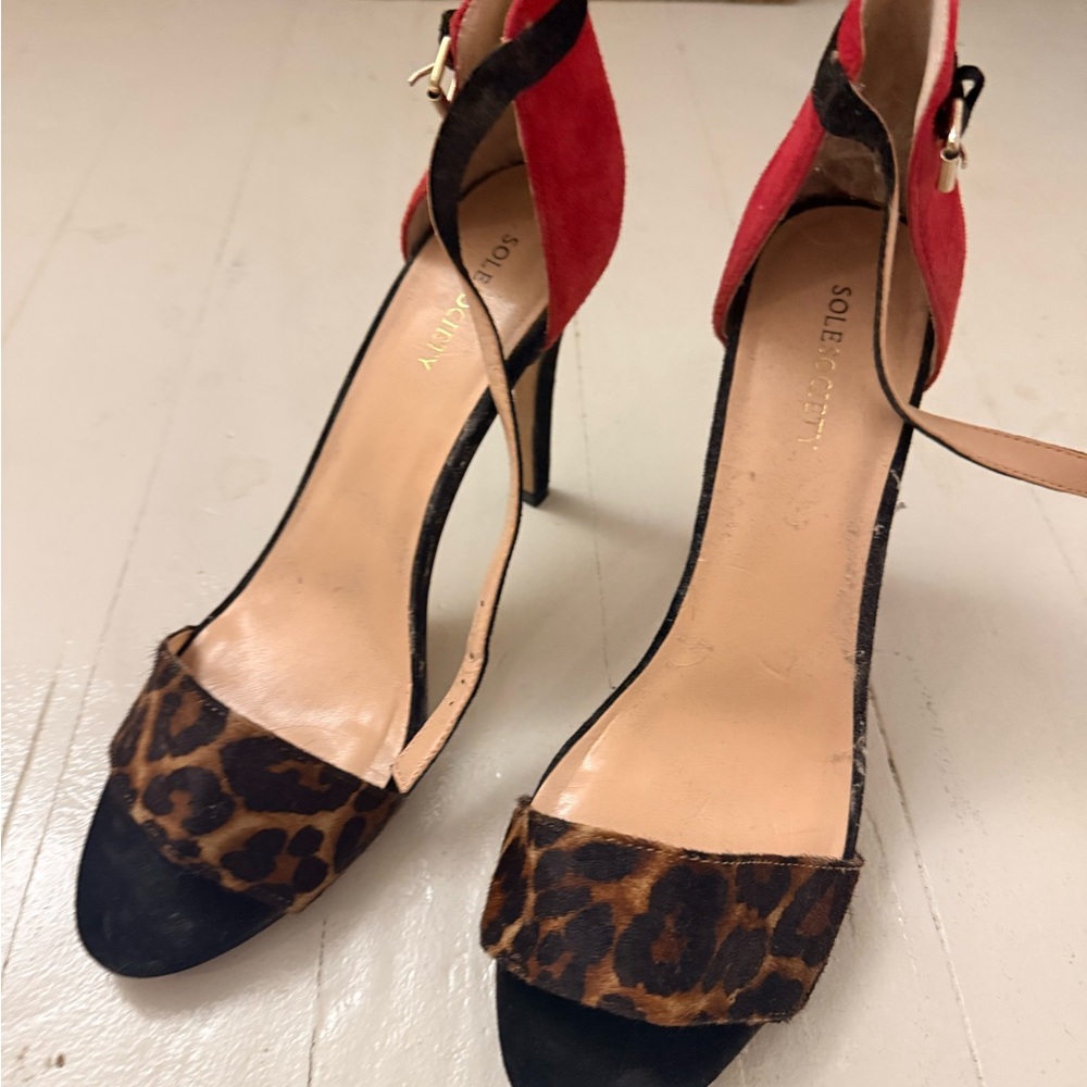 Sole Society Red and Leopard Women's Heels